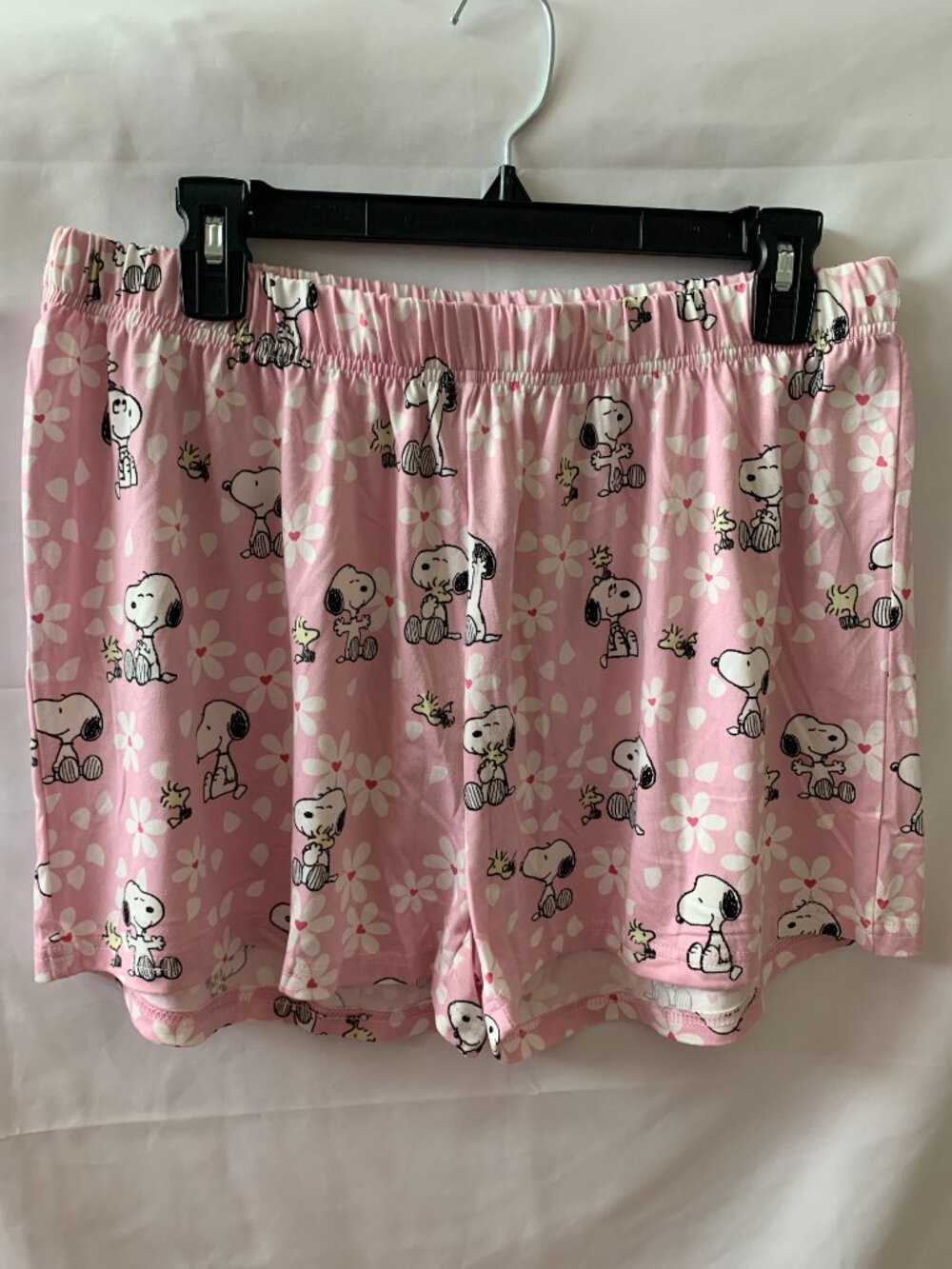 MUNKI MUNKI PEANUTS Snoopy Daisy Short Pajamas Set in Pink/White Sz LARGE - Picture 4 of 4